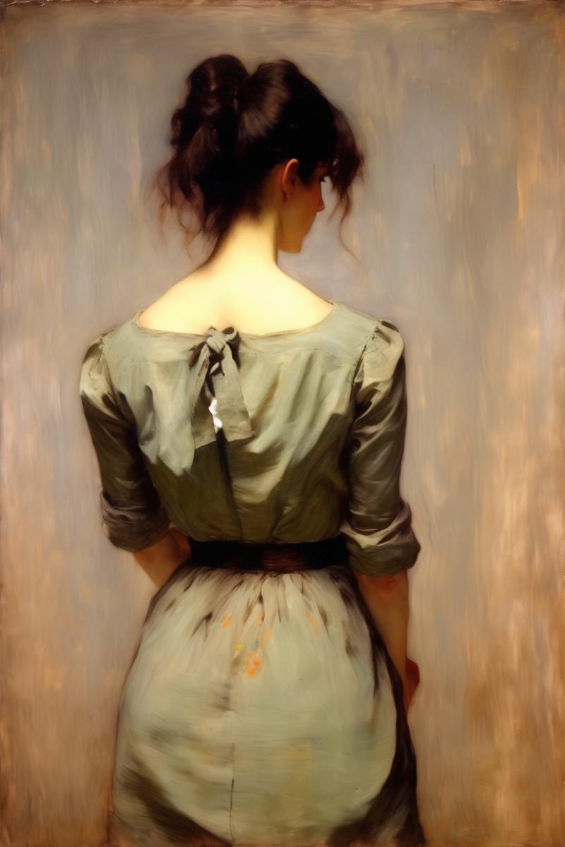 01080-954283333-_lora_William Merritt Chase Style_1_William Merritt Chase Style - Beautiful brunette woman from behind wearing a shirtdress, oil.png